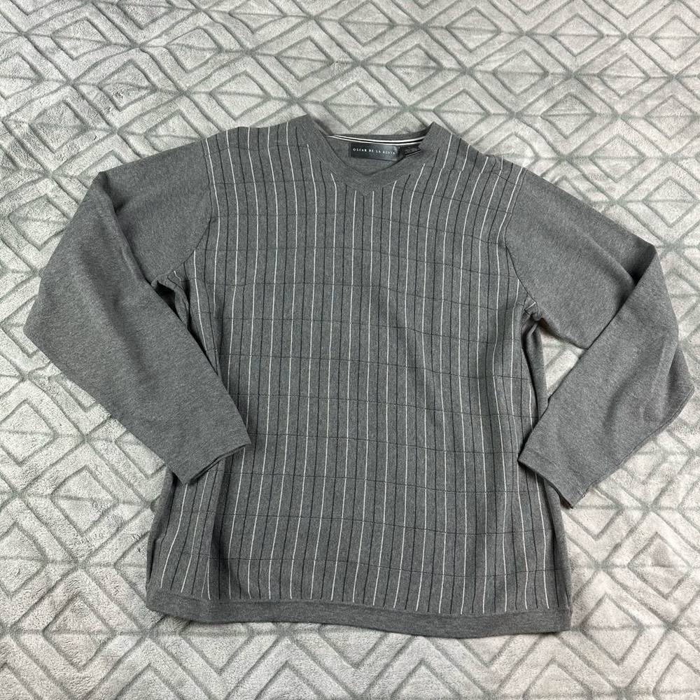 Oscar De La Renta 100% cotton v-neck pullover sweater size L